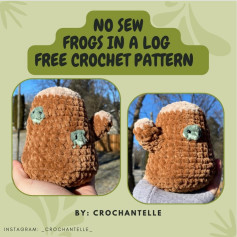 no sew frogs in a log free crochet pattern! 🐸 🪵