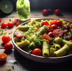 Pasta Salad with a Creamy Avocado Pesto! 💚