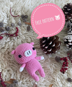 Pink pig crochet pattern with white muzzle