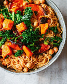 Red Curry Glass Noodles with Chickpeas.