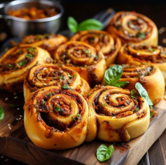 Red Pesto Bread Scrolls