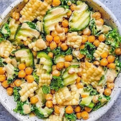 Roasted Chickpea Salad with creamy dressing by cookingforpeanuts 🧡