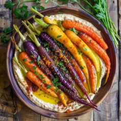 Roasted Rainbow Carrots Hummus Recipe