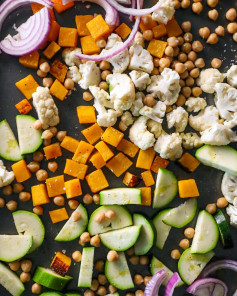 Roasted Vegetable Orzo Pasta Salad with Creamy Garlic Herb Dressing: