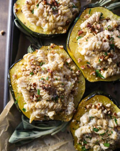 Sage + White Cheddar Mac & Cheese Stuffed Acorn Squash: