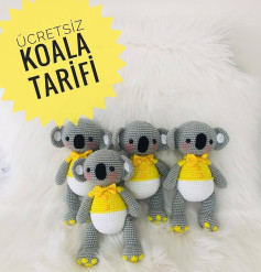 Sarı gömlek giyen koala ayısı tığ işi modeli.