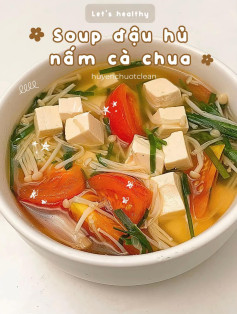 soup đậu hủ nấm cà chua