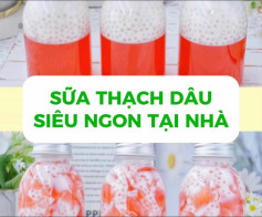 sữa thạch dâu siêu ngon tại nhà.