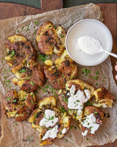 sumac smashed potatoes horseradish cream