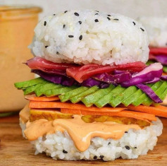 Sushi Burger with Vegan Chipotle Mayo