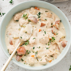 This creamy Chicken Potato Soup recipe is warm, filling, and quick enough for a weeknight meal. Made with tender chunks of chicken, potato, and vegetables simmered in a creamy, herb-infused broth.⁠