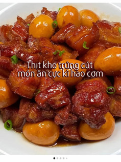 thịt kho trứng cút món ăn cực kì hao cơm