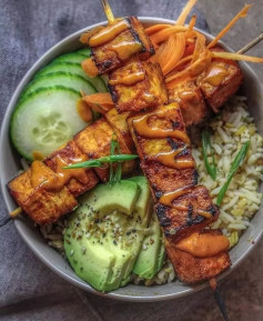 Tofu Satay Skewer Bowls