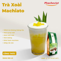 trà xoài machiato, trà vải thanh yên, trà thanh xuân, trà dâu mãng cầu.