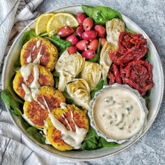 Turmeric Spiced Chickpea Patties with Sweet & Spicy Tahini Sauce that were falling in love with! We know youll love this too!