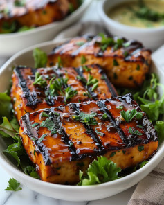 Vegan BBQ Glazed Tofu Steaks🍴🌱