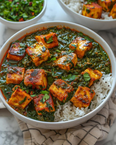 Vegan Saag Tofu🍛Embrace the lush flavours of Northern India with this traditional vegan saag tofu.