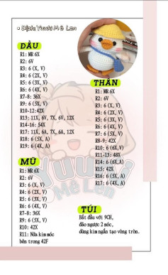 vịt đeo túi chéo, khỉ đội mũ, kuromi, bé bánh giò