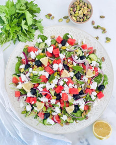 Watermelon, feta & pistachio salad