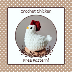 White chicken crochet pattern with red comb