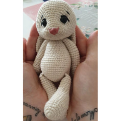 White rabbit crochet pattern with pink nose