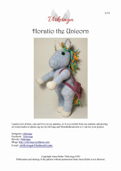 1/13 Horatio the Unicorn crochet pattern