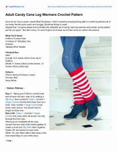 Adult Candy Cane Leg Warmers Crochet Pattern