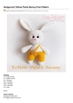 Amigurumi Yellow Pants Bunny ­Free Pattern