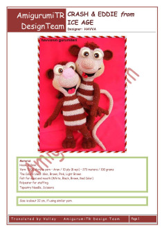 AmigurumiTR CRASH & EDDIE from ICE AGE crochet pattern