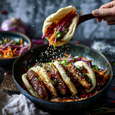 bbq glazed tofo steak bao sliders