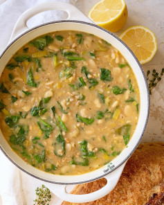 butter bean spinach & farro soup