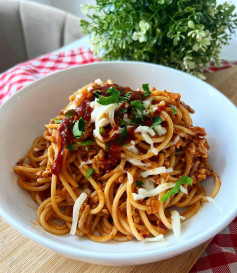 CREAMY BBQ BEEF SPAGHETTI 🍝