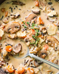 Creamy Parmesan, Mushroom, & Wild Rice Soup: