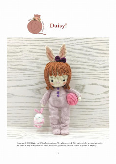 crochet daisy doll with bunny ears