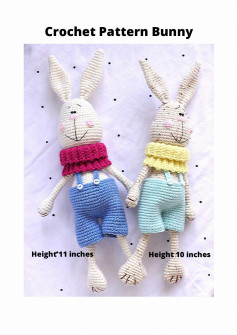 Crochet Pattern Bunny Crochet pattern for yellow and red scarf-wrapped rabbits