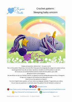 Crochet pattern: Sleeping baby unicorn