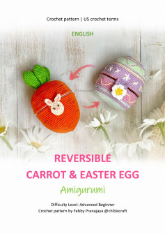 Crochet pattern | US crochet terms ENGLISH REVERSIBLE CARROT & EASTER EGG Amigurumi