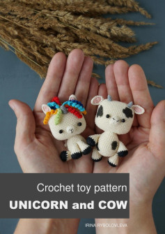 Crochet toy pattern UNICORN and COW IRINA RYBOLOVLEVA