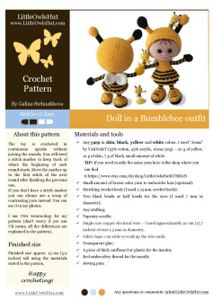 doll in a bumblebee outfit crochet pattern