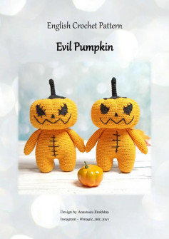 English Crochet Pattern Evil Pumpkin