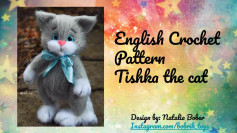 English Crochet Pattern Tishka the cat