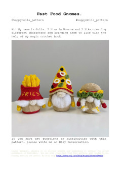 Fast Food Gnomes crochet pattern