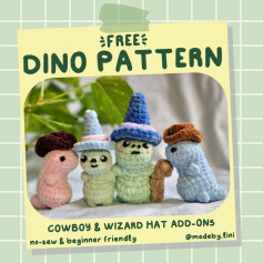 FREE DINO PATTERN cowboy & wizard hat add - ons