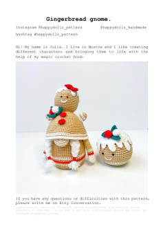 Gingerbread gnome with cream crochet pattern