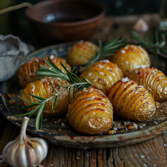 Hasselback Potatoes 🥔🧄🍃