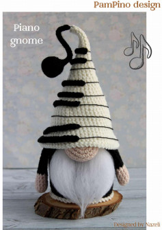 PamPino design Piano gnome crochet pattern