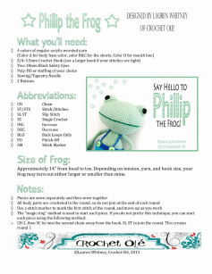 phillip the frog crochet pattern