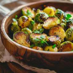 Roasted brussels sprout and smashed potato salad.