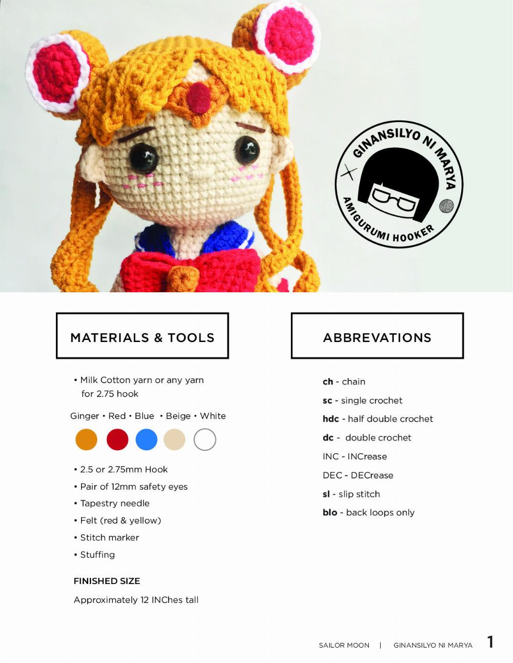 sailor moon pdf crochet pattern