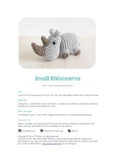 Small Rhinoceros Kristi Tullus crochet pattern